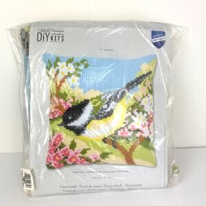 Vervaco Cross Stitch 16" x 16" Bird in the Garden Needlepoint Pillow Kit NEW